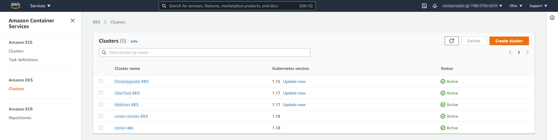 AWS clusters(1)