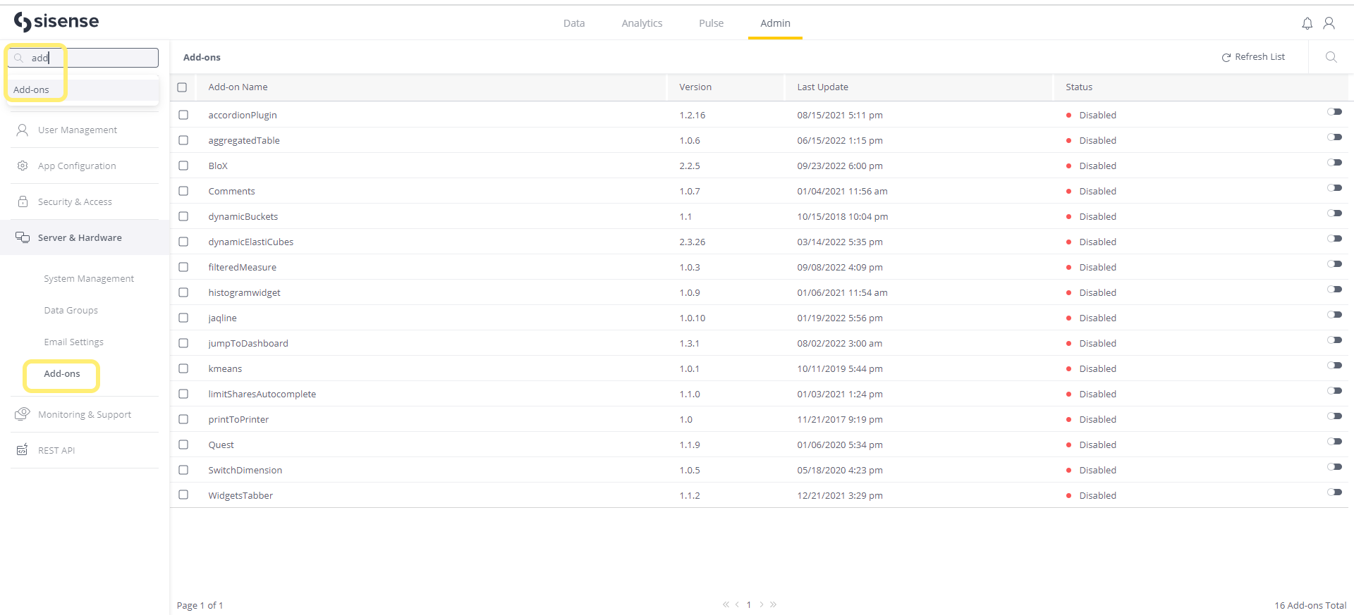 Admin AddOns