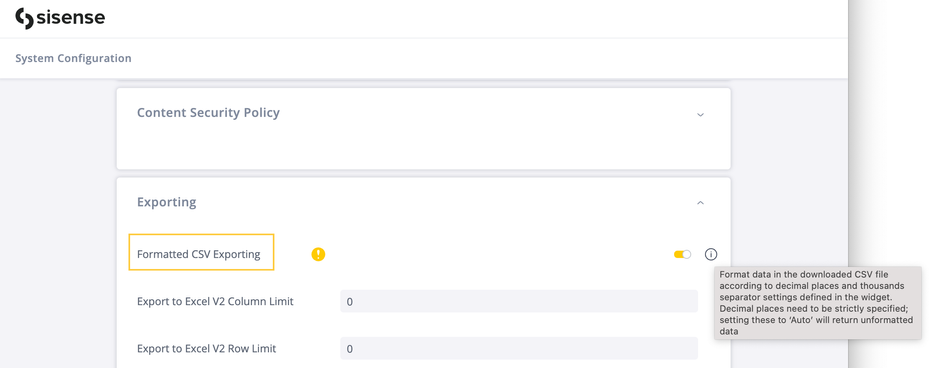 Admin EnableCSVFormatting