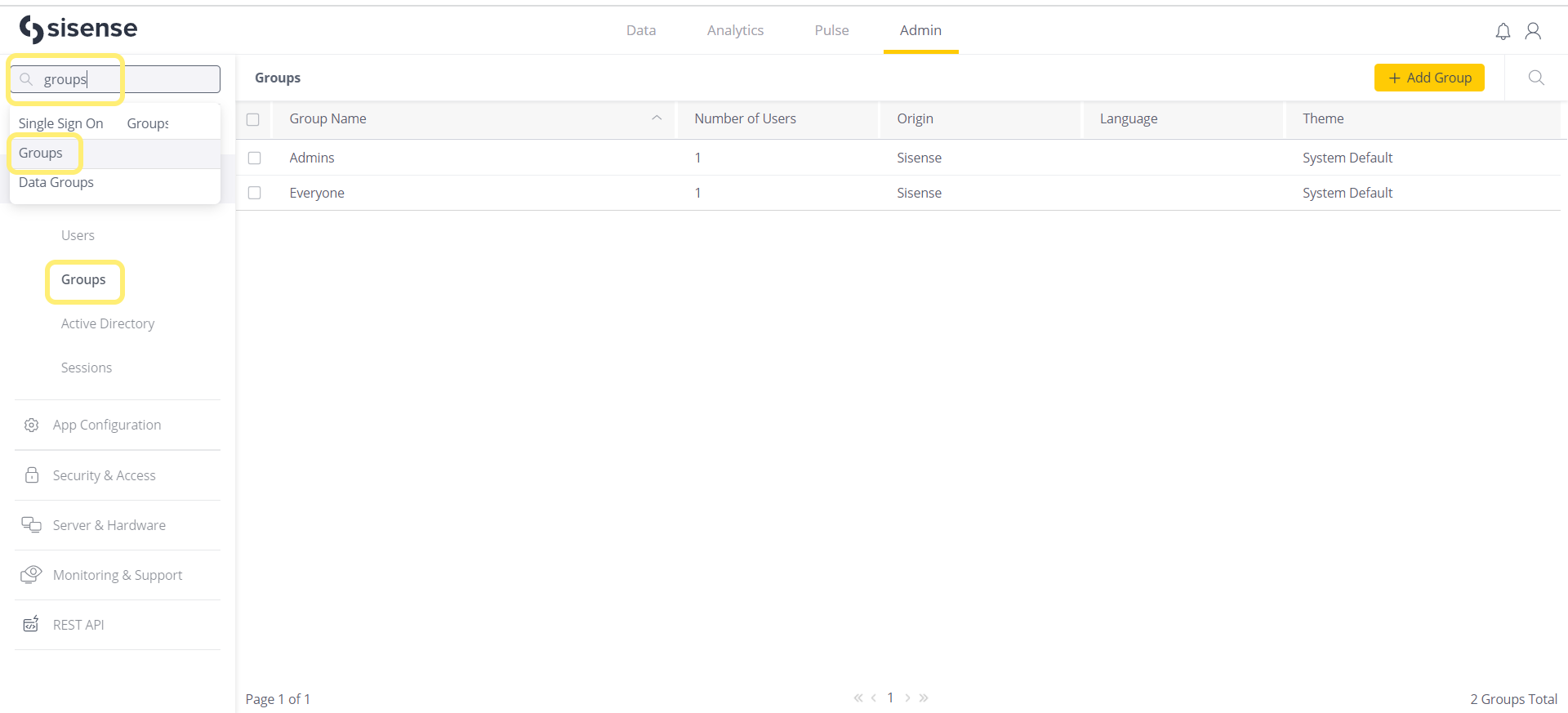 Admin Groups