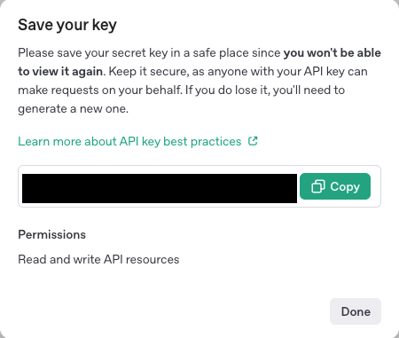 OpenAPI SaveKey
