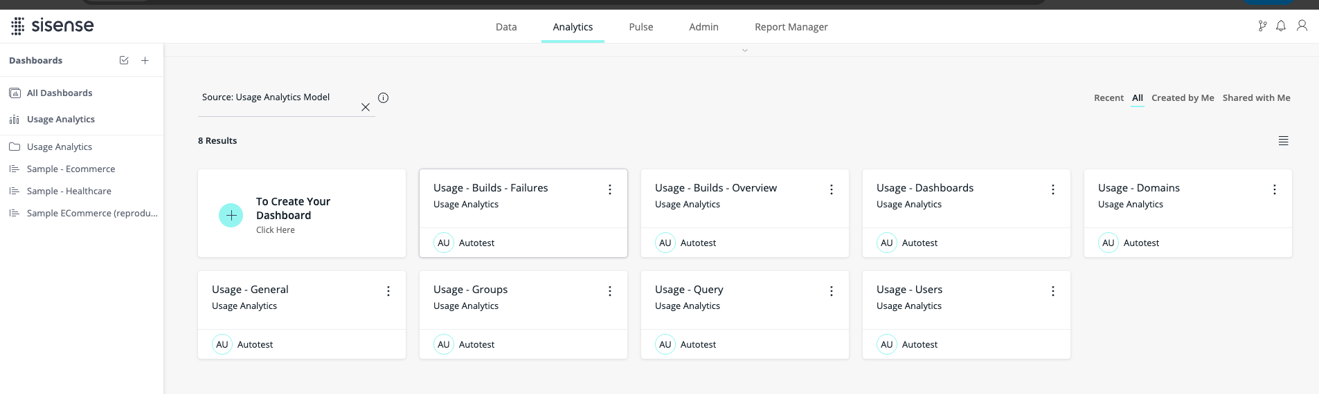 UsageAnalytics Dashboards