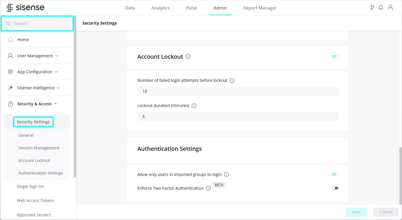 Account lockout settings