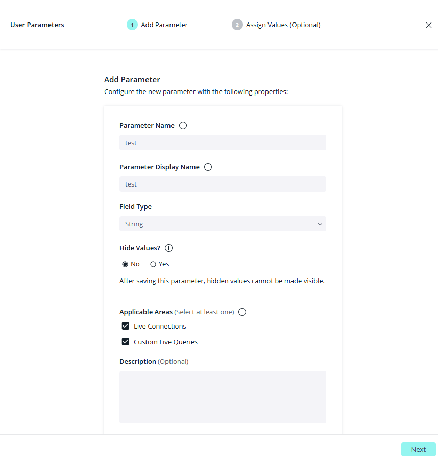 Add parameters