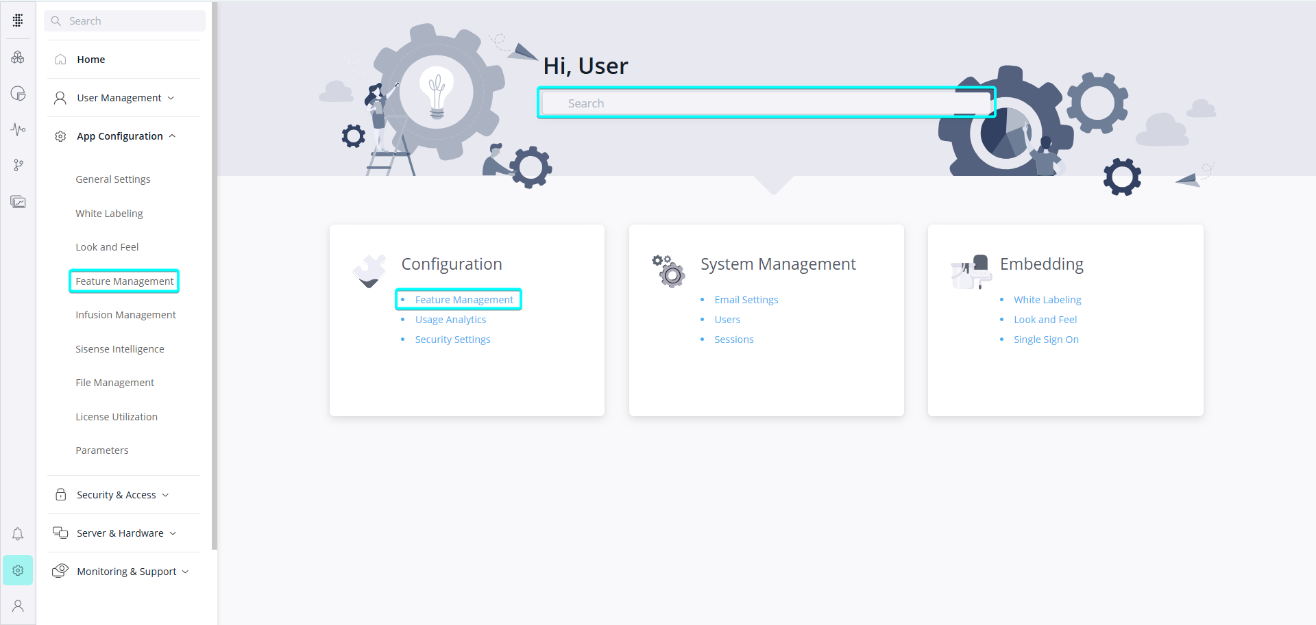 AdminHome feature manage
