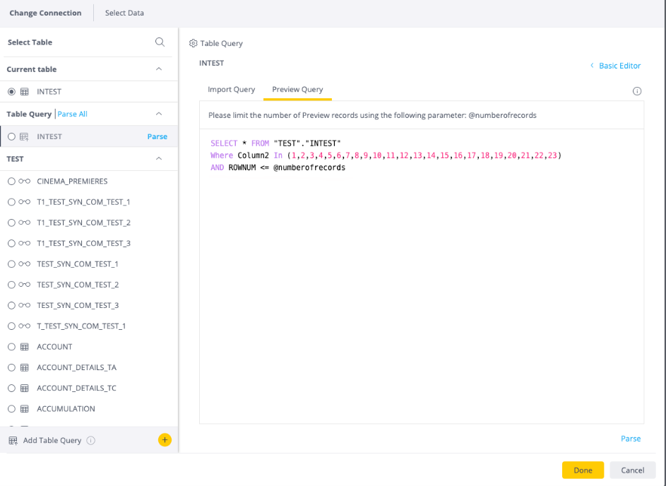 Advanced limit query editor
