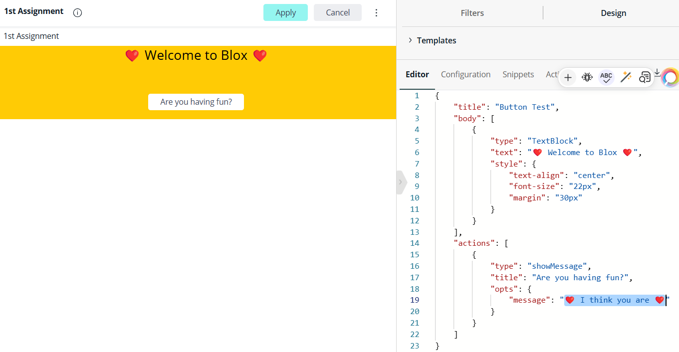 Blox editor section