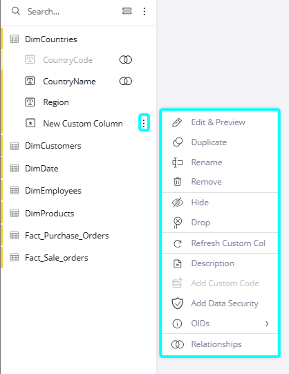 Column options