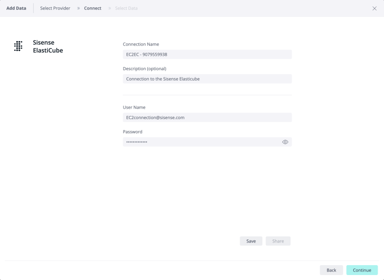 Connecting to elasticube