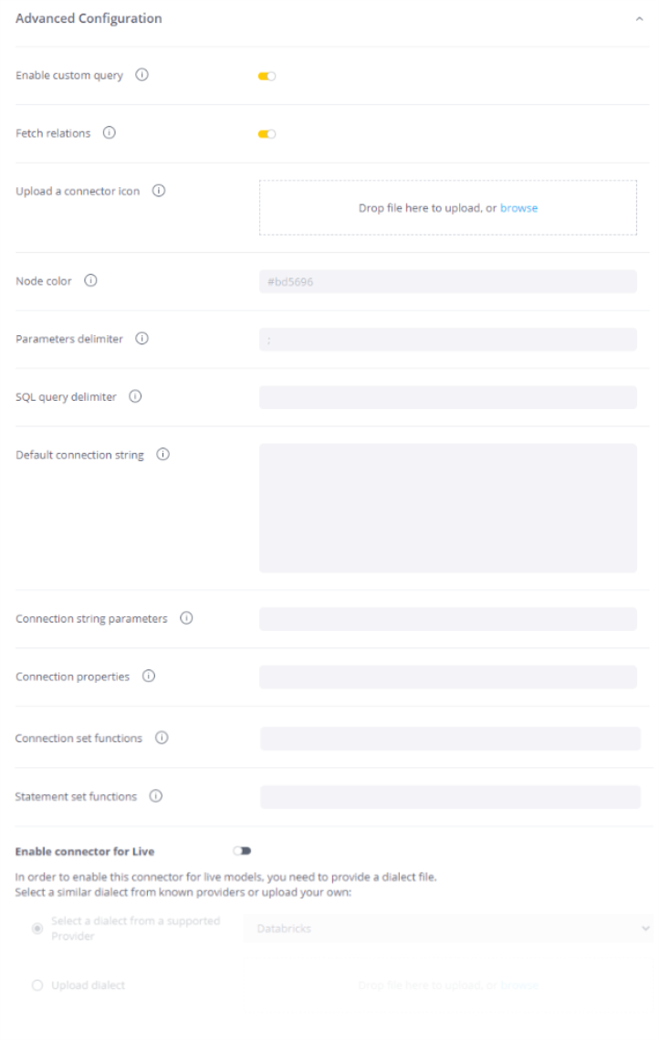 Custom connector optional params