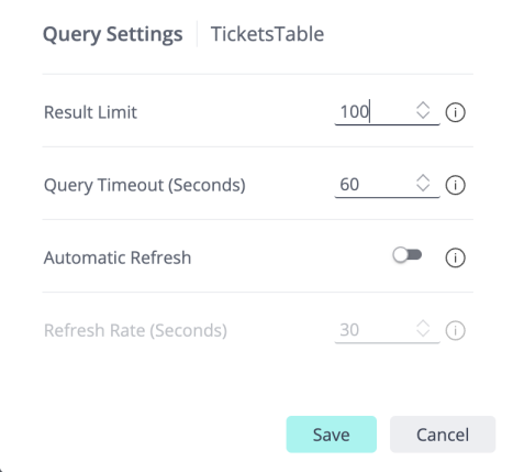 Excel export query settings
