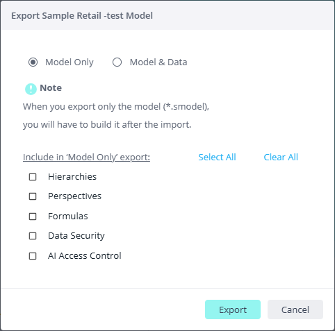 Export model options