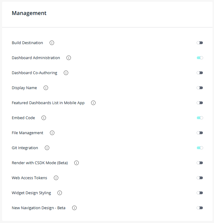 Feature management options