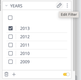 Filter edit dashboard filter selection pencil