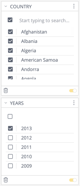 Filter edit dashboard filter selection