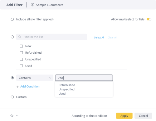Filter text wildcards multiple chars