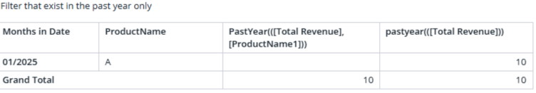 Filter result appears in past year only