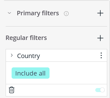 Filters primary sidebar