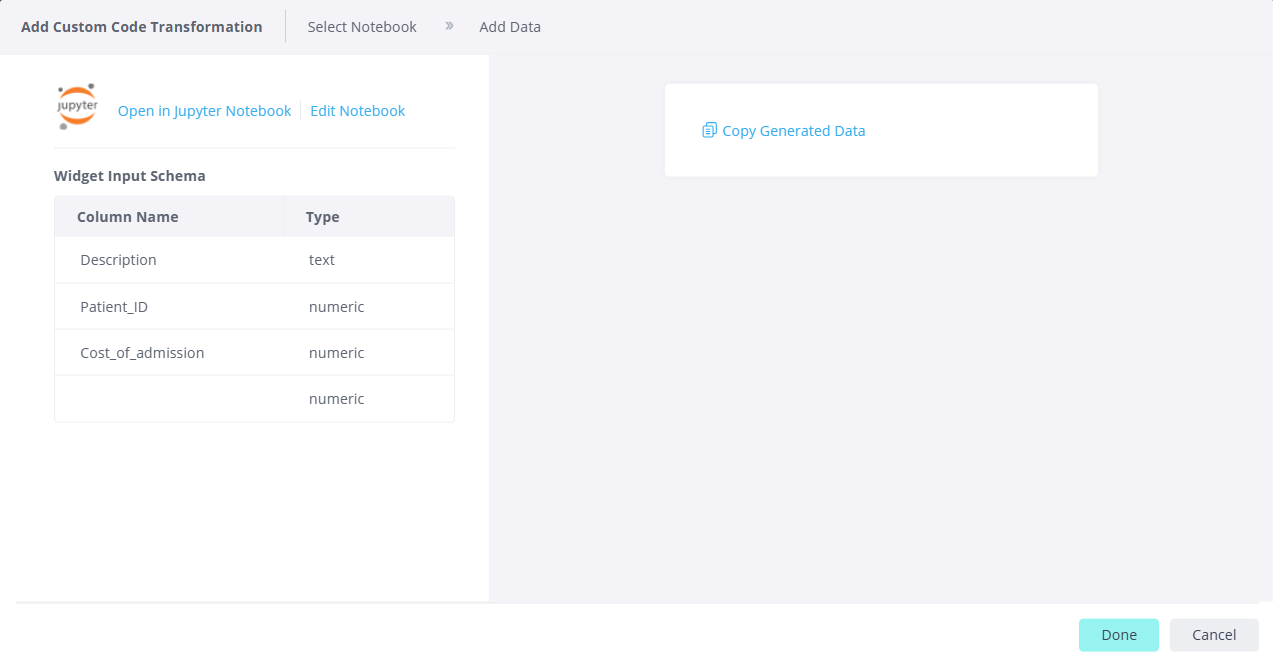 Jupyter widget input schema