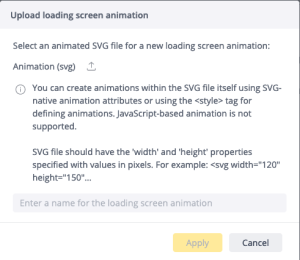 Look and feel dashboard animation upload
