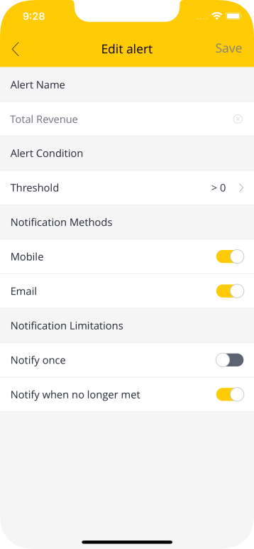 Mobile14 IOS alert config