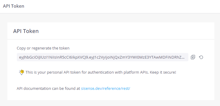 My profile api token