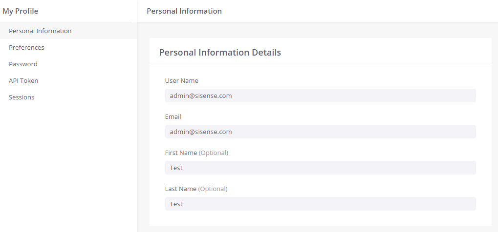 My profile personal information