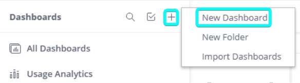 New dashboard menu