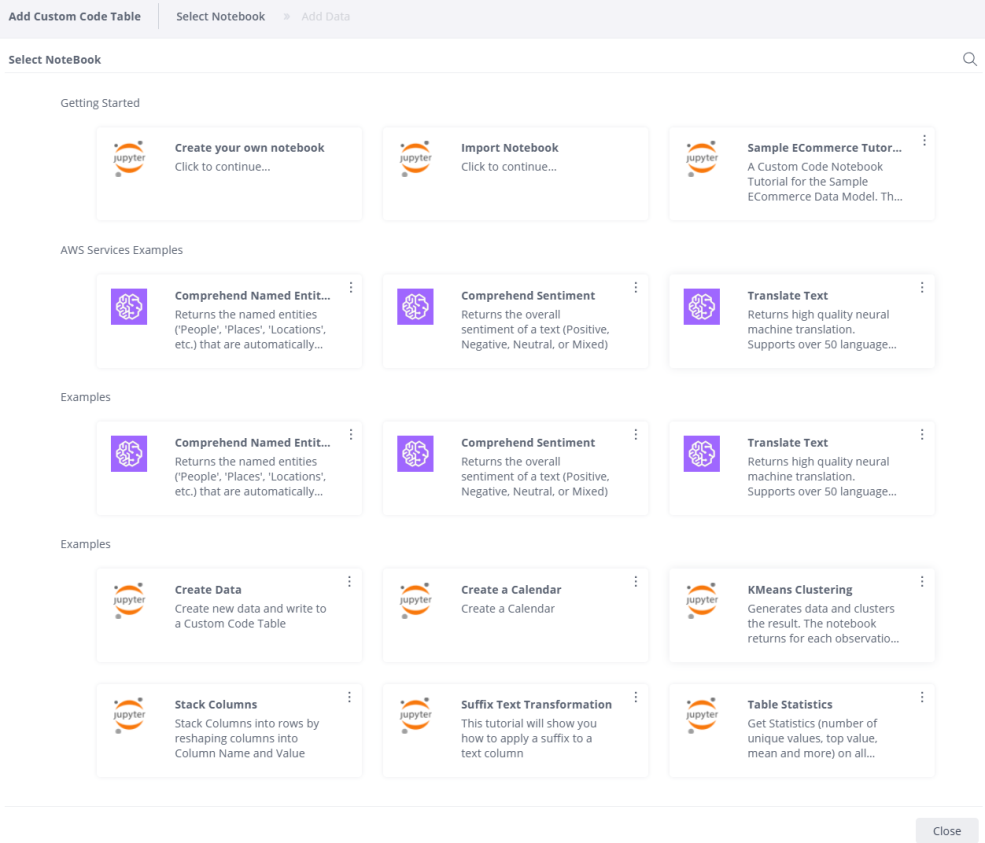 Notebooks add custom code