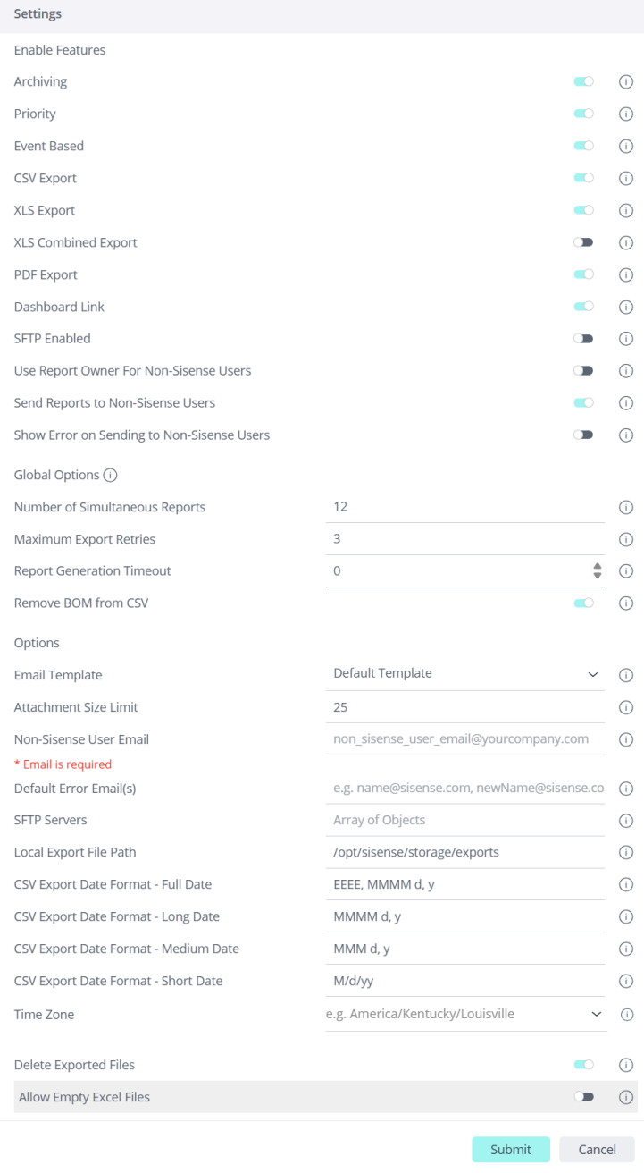 Reportmgr settings