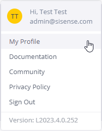 User menu