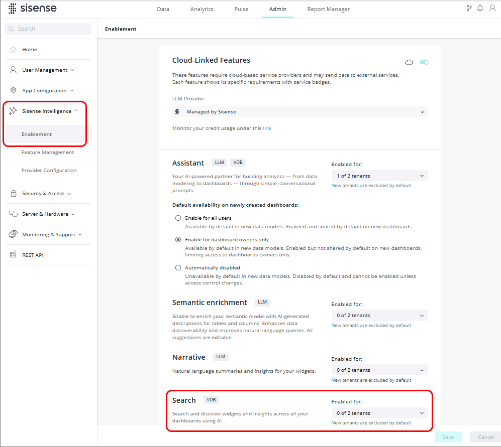 Admin Intelligence Enablement Search